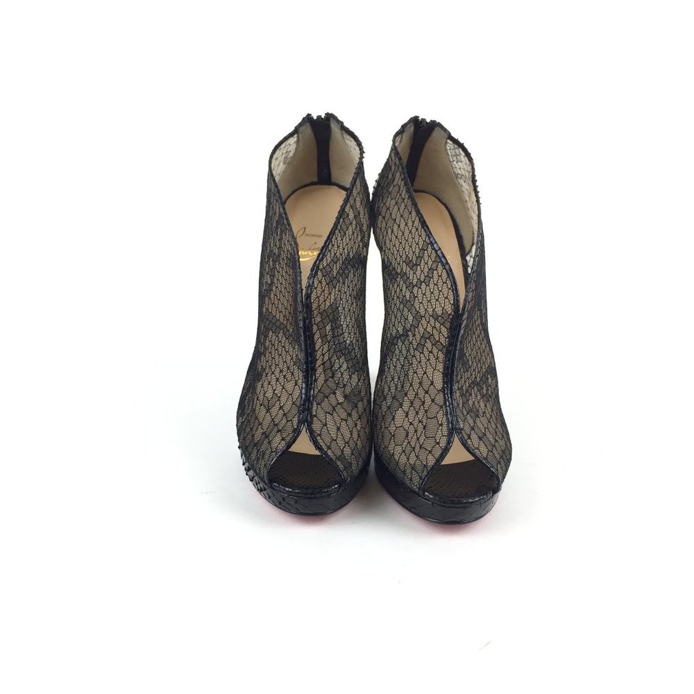 Christian Louboutin Black Janet Python Wedges